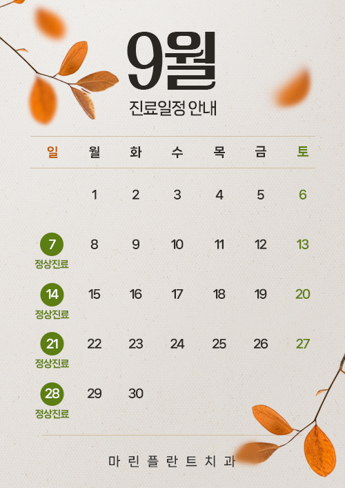 9월 진료일정